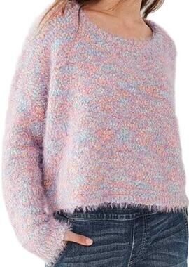 Urban Outfitters Rainbow Fish Fuzzy Cropped Sweater Boxy Marled Pastel Purple XS